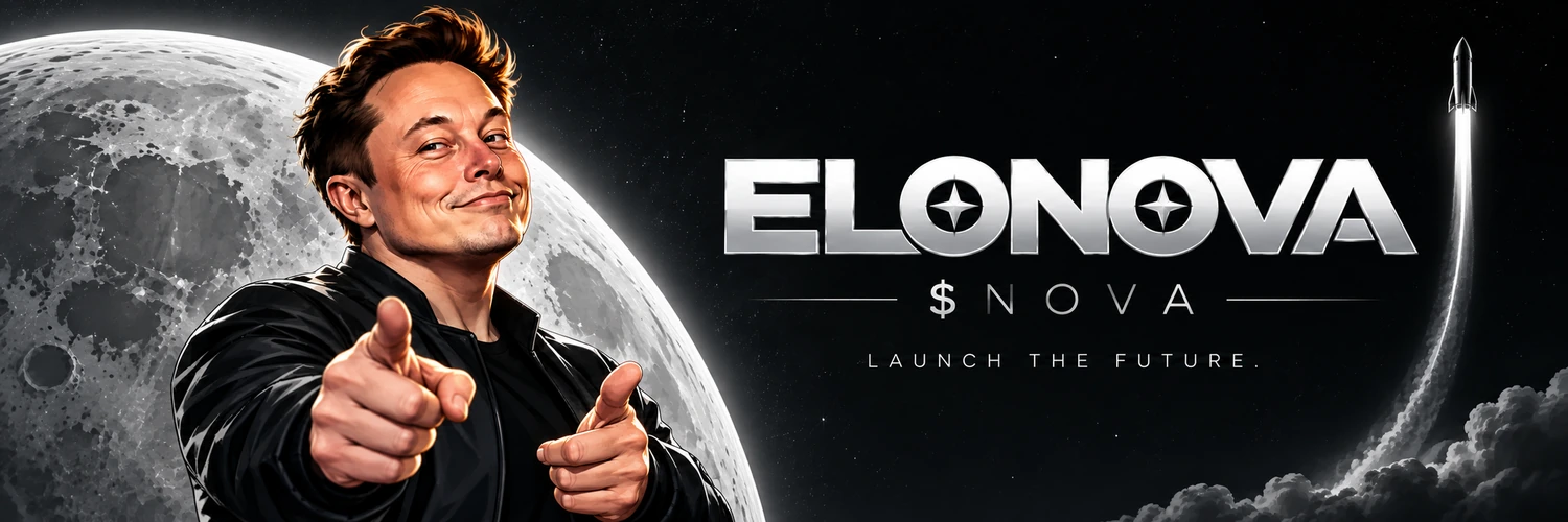 ELONOVA moon and rocket banner